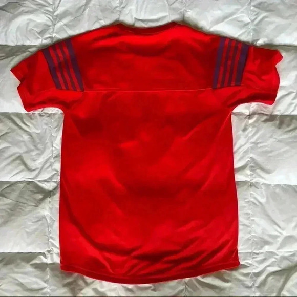 ADIDAS Floral graphic 03 striped sleeve Red Jersey tee oversized blokecore S - Picture 9 of 15